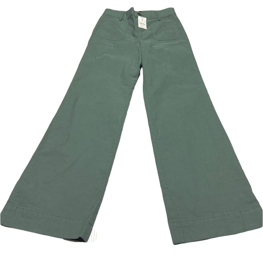 J. Crew Lizzie High Rise Patch Pocket Wide-Leg Pants in Green Womens Size 25 NWT